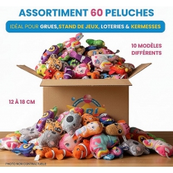 LOT DE 60 PELUCHES 12 A 18 CM