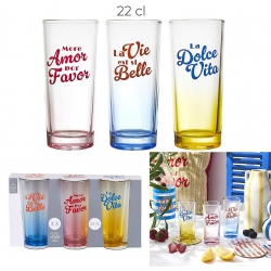 COFFRET 3 VERRES COLORES...