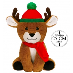 PELUCHE RENNE AVEC BONNET...
