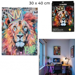 TABLEAU LED LION 30X40 CM