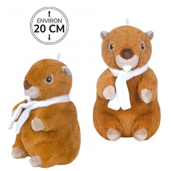 PELUCHE MARMOTTE ECHARPE 20 CM