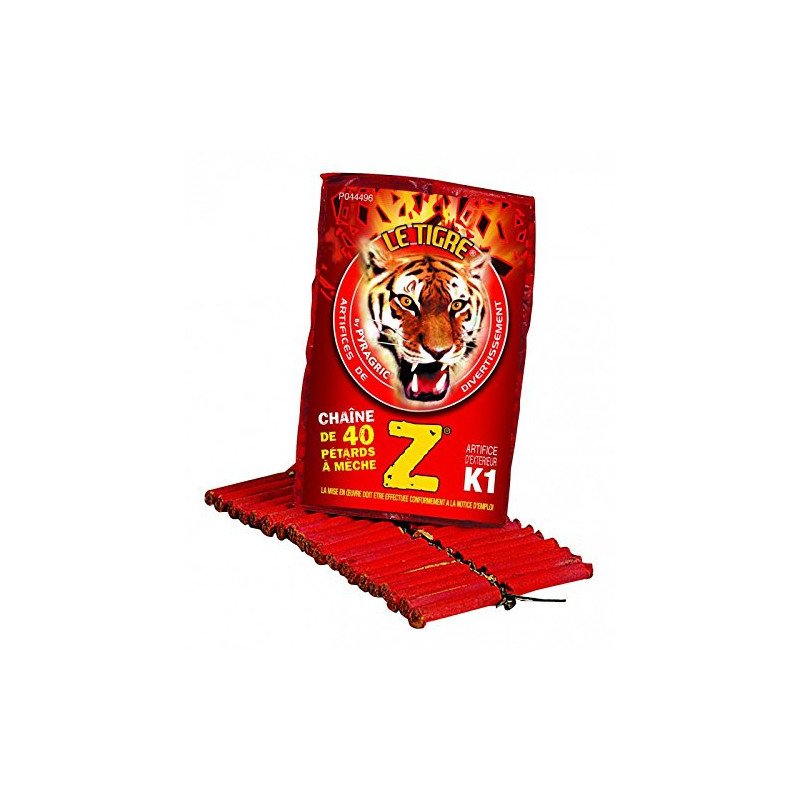 Z - LOT DE 50 CHAINES DE 40 PETARDS A MECHE LE TIGRE