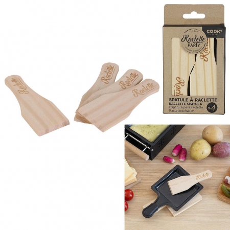 COFFRET DE 4 SPATULES A RACLETTE EN BOIS