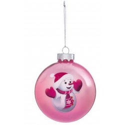 BOULE DE NOEL VERRE 80MM ROSE