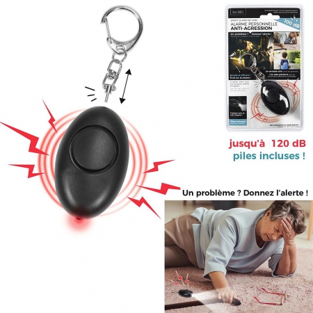 Alarme Personnelle Porte-clés 130 DB – Rechargeable USB-C, Sirène Forte, Pour Sécurité En Déplacement