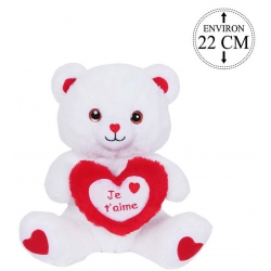 PELUCHE OURS COEUR 22 CM