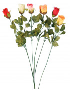Tiges de fleurs artificielles à piquer : rose blanche, jaune, rouge